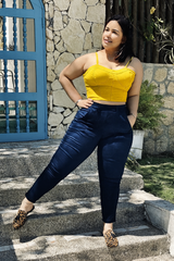 Pantalón Azul Moldeador con control de abdomen skinny stretch